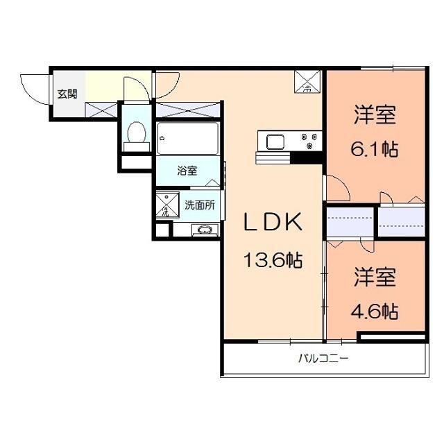 サンパティーク矢部(2LDK/3階)の間取り写真
