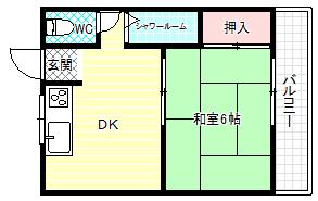 アカシアハイツ(1DK/2階)の間取り写真