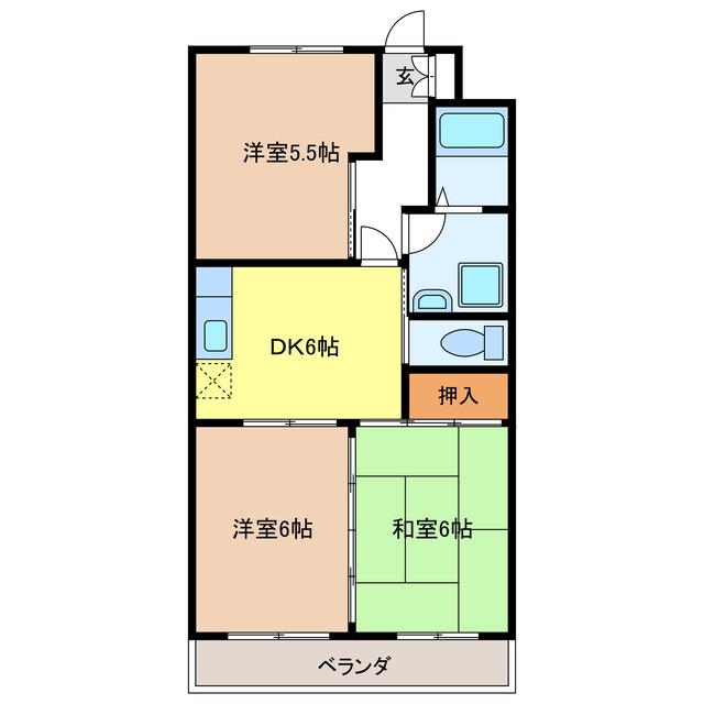 メゾンY・K(3DK/1階)の間取り写真