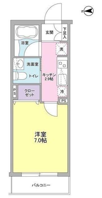 バンデューセン(1K/1階)の間取り写真