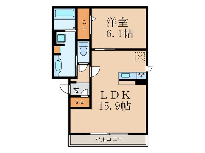 ルナコート(1LDK/3階)の間取り写真