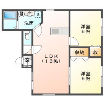 Mハイツ中島6(2LDK/1階)の間取り写真