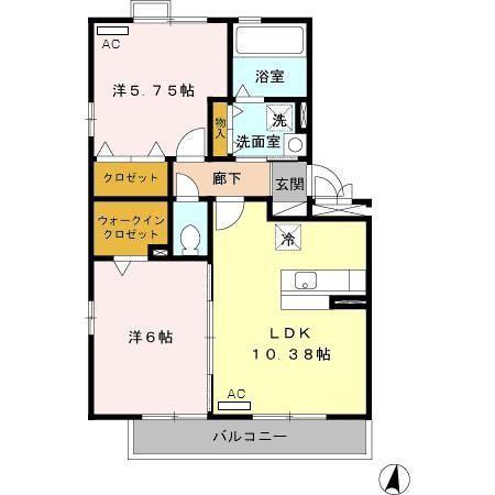 ツイトローネ3番館(2LDK/3階)の間取り写真