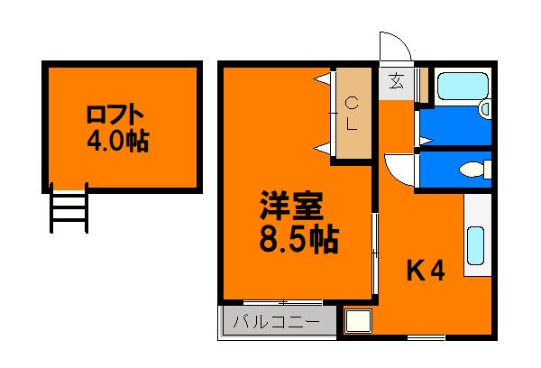 アネックス弁天(1K/2階)の間取り写真