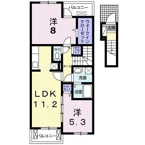 グリシーヌ・ボアA(2LDK/2階)の間取り写真