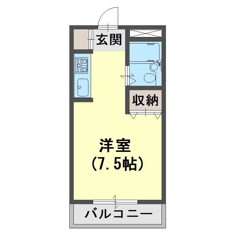 伸栄マンション(ワンルーム/3階)の間取り写真