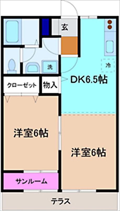 ミモザ5(2DK/2階)の間取り写真