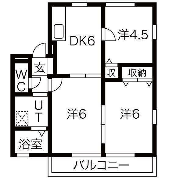 シーダーハウスIII(3DK/1階)の間取り写真