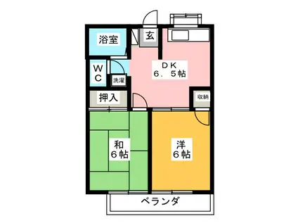 サンテラス篠田(2DK/1階)の間取り写真