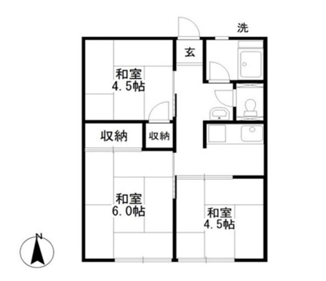 万寿東ハイツ(3K/2階)の間取り写真