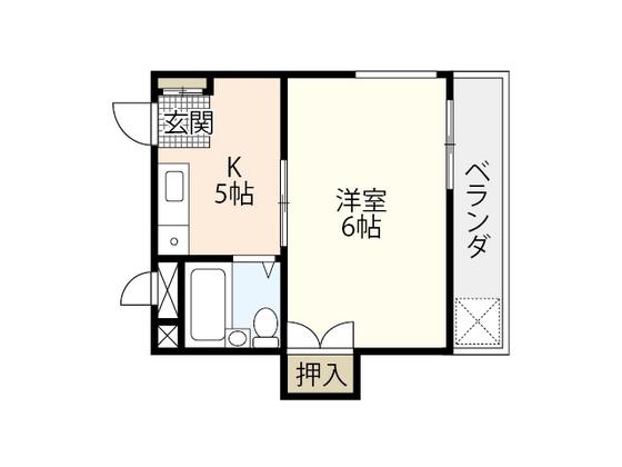 高津ビル(1K/4階)の間取り写真