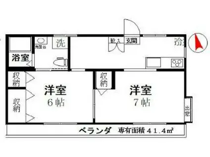 コーポヤマ(1LDK/2階)の間取り写真