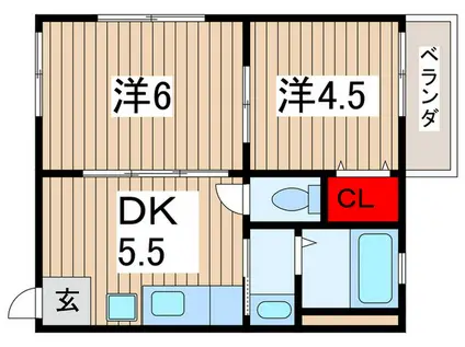 グリーンヒル(2DK/4階)の間取り写真