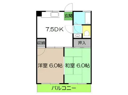 コーポミルキーウェイII(2DK/3階)の間取り写真