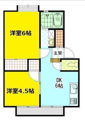 コーポラスさとうC(2DK/1階)の間取り写真