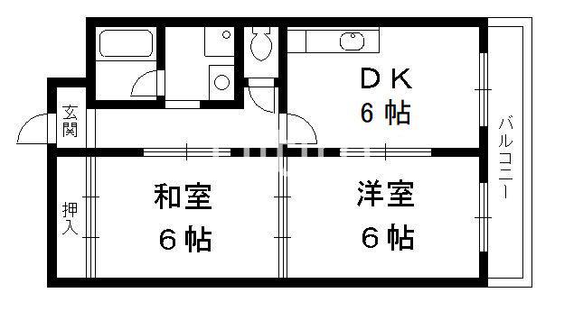 ハイツリーフラット(2DK/2階)の間取り写真