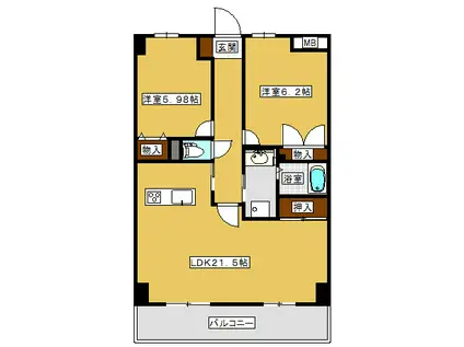パークアベニュー出水(2LDK/5階)の間取り写真