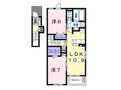 ジャルダン A(2LDK/2階)の間取り写真