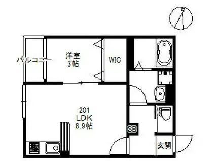 NEXUS RESIDENTIAL SQUAREネクサスレジデンシャ(1LDK/2階)の間取り写真