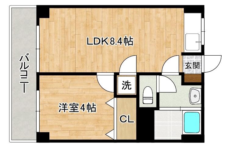 第二日之出ビル(1LDK/3階)の間取り写真