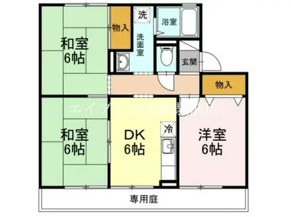 サリネージュ山手E棟(3DK/1階)の間取り写真