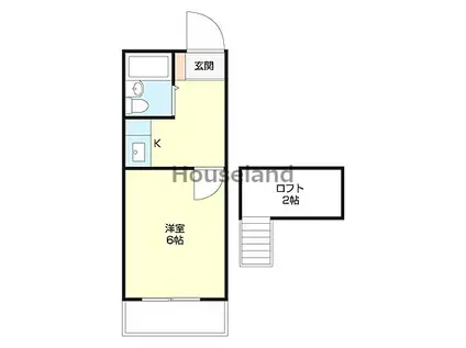 カーサS K(1K/1階)の間取り写真