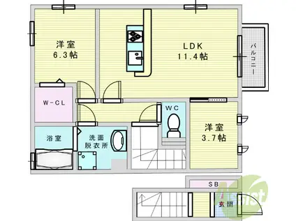 クレールコート(2LDK/2階)の間取り写真