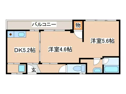 メビウス駒ヶ林レジデンス(2DK/3階)の間取り写真