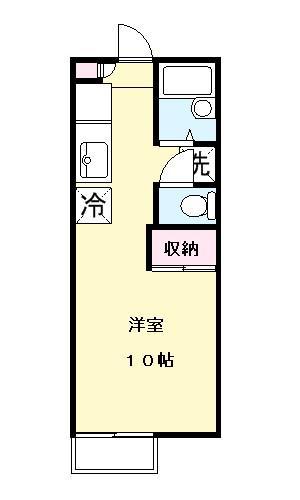 ハウスクリヤマB棟(ワンルーム/1階)の間取り写真
