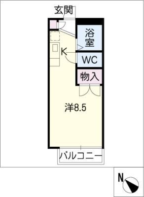 名鉄犬山線 柏森駅 徒歩14分 2階建 築31年(ワンルーム/2階)の間取り写真