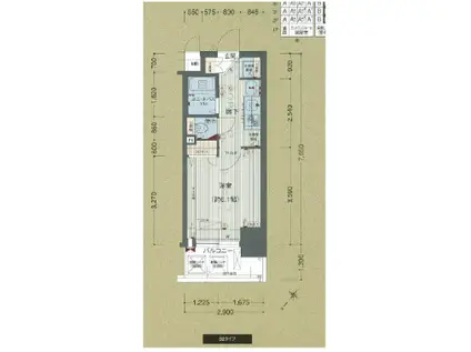 プレサンス神戸プレシャス(1K/8階)の間取り写真