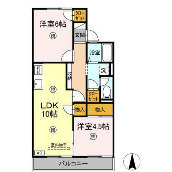 コーポラス雄町(2LDK/2階)の間取り写真