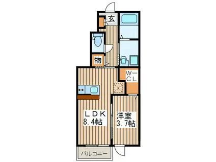 フェリーチェ荒井N(1LDK/1階)の間取り写真