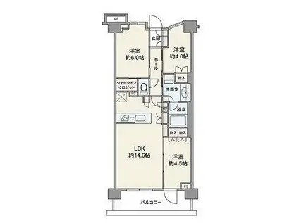 パークシティ高田馬場(3LDK/2階)の間取り写真