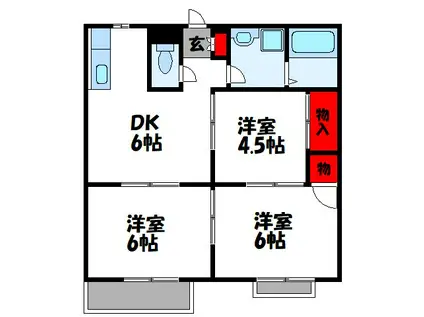 コーポJIN(3DK/2階)の間取り写真