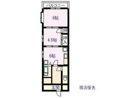 ゴールデンハイツ(2DK/1階)の間取り写真