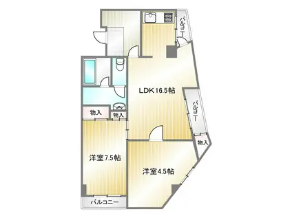 神戸タケサンハイツ(2LDK/2階)の間取り写真