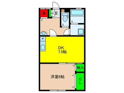 荒江コーポ(1DK/2階)の間取り写真