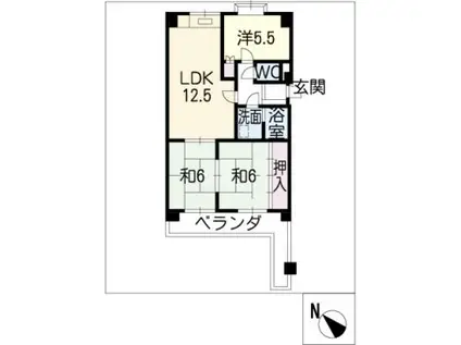 ヴィラ滝川(3LDK/1階)の間取り写真