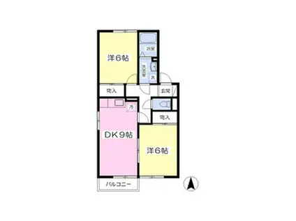 エクセル三番館(2DK/2階)の間取り写真