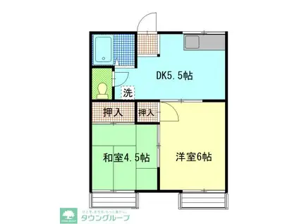 コーポ木村第一(2DK/2階)の間取り写真