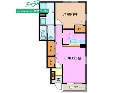 トワニ-・K I棟(1LDK/1階)の間取り写真