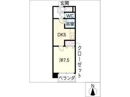近鉄名古屋線 津新町駅 徒歩2分 9階建 築27年(1DK/3階)の間取り写真