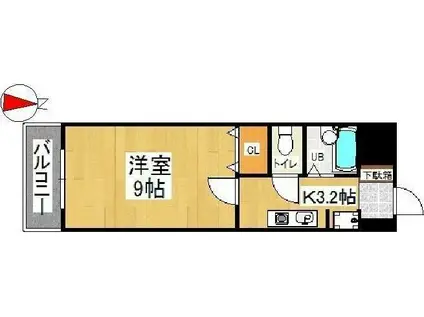 ウィングス片野II(1K/14階)の間取り写真