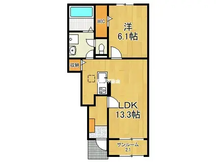 クリスタルドミールV(1LDK/1階)の間取り写真