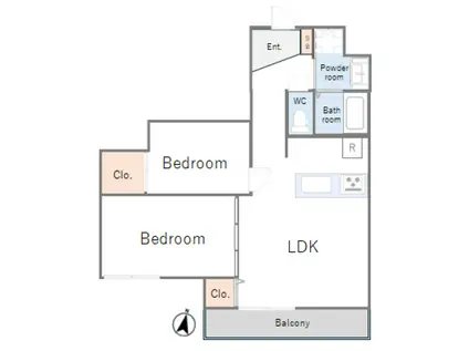 アーバングレイン親水公園(2LDK/2階)の間取り写真
