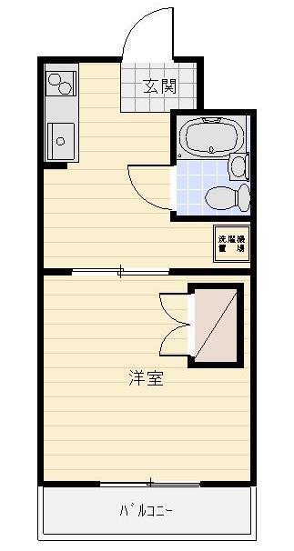 馬込川マンション(1DK/2階)の間取り写真