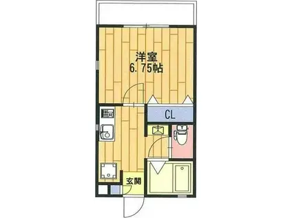 ソレイユ(1K/1階)の間取り写真