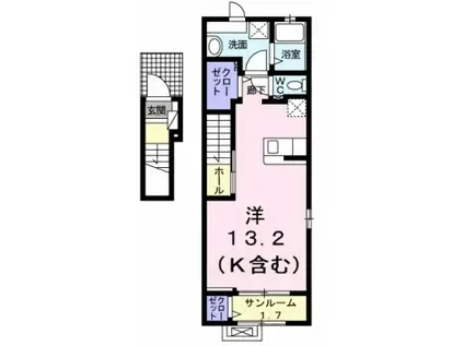 JR山陽本線 倉敷駅 徒歩12分 2階建 築4年(ワンルーム/2階)の間取り写真