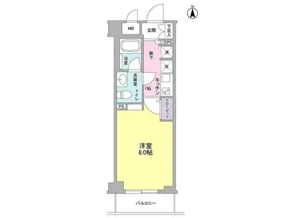 GRAMERCY井草(1K/3階)の間取り写真
